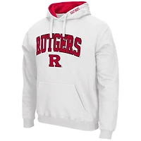 Men's Colosseum White Rutgers Scarlet Knights Arch & Logo 3.0 Pullover Hoodie