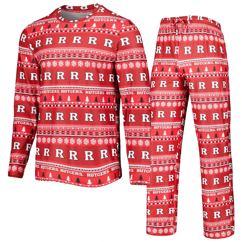 Ensemble de nuit pour homme Concepts Sport Scarlet Rutgers Knights Swivel avec haut à manches longues et pantalon
