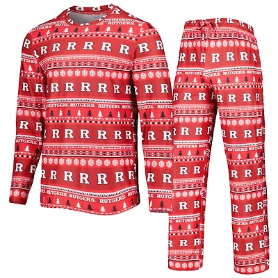 Ensemble de nuit pour homme Concepts Sport Scarlet Rutgers Knights Swivel avec haut à manches longues et pantalon