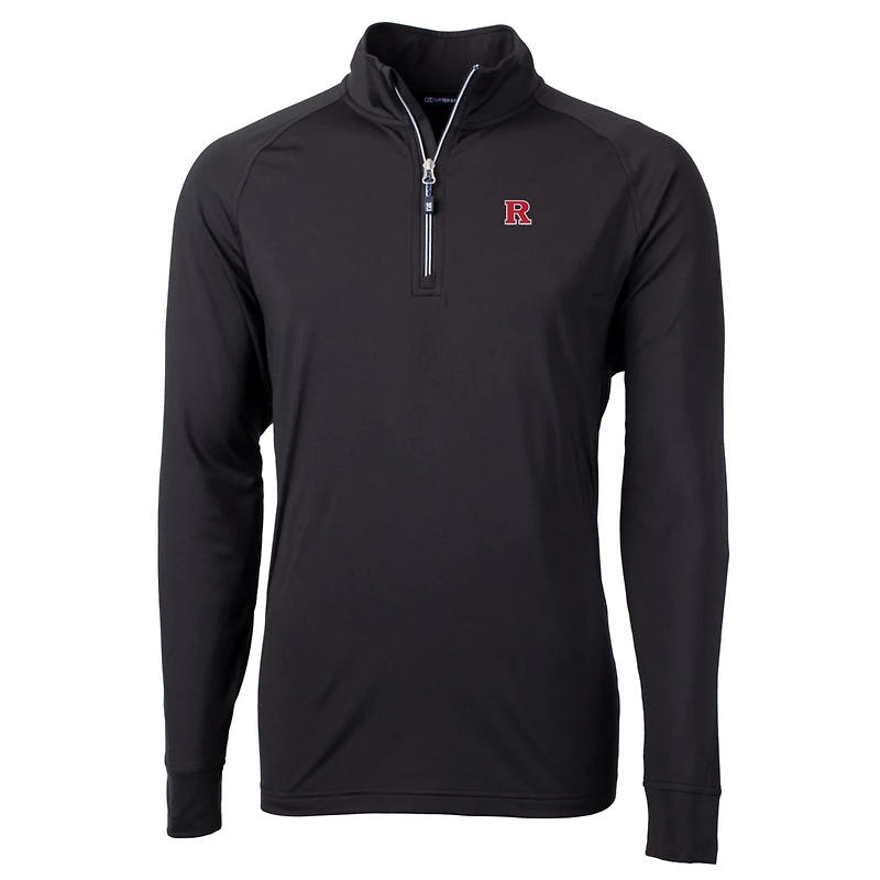 Men's Cutter & Buck Black Rutgers Scarlet Knights Big Tall Adapt Eco Knit Quarter-Zip Pullover Jacket