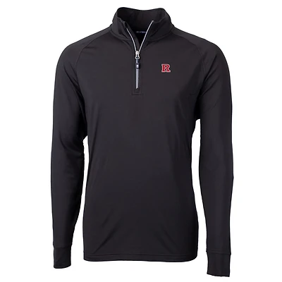 Men's Cutter & Buck Black Rutgers Scarlet Knights Big Tall Adapt Eco Knit Quarter-Zip Pullover Jacket
