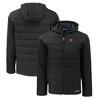 Sweat à capuche zippé entièrement recyclé en softshell hybride Evoke pour homme, coupeur et buck, noir, Rutgers Scarlet Knights, grandes tailles