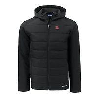 Sweat à capuche zippé entièrement recyclé en softshell hybride Evoke pour homme, coupeur et buck, noir, Rutgers Scarlet Knights, grandes tailles