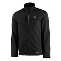 Veste Cutter & Buck noire Rutgers Scarlet Knights Evoke Eco Softshell recyclée à fermeture éclair intégrale pour homme