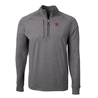 Men's Cutter & Buck  Heather Black Rutgers Scarlet Knights Big Tall Adapt Eco Knit Quarter-Zip Pullover Top