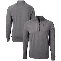 Men's Cutter & Buck  Heather Black Rutgers Scarlet Knights Big Tall Adapt Eco Knit Quarter-Zip Pullover Top