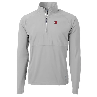Pull-over Cutter & Buck Silver Rutgers Scarlet Knights Adapt Eco Knit Hybrid Recycled à quart de zip pour homme