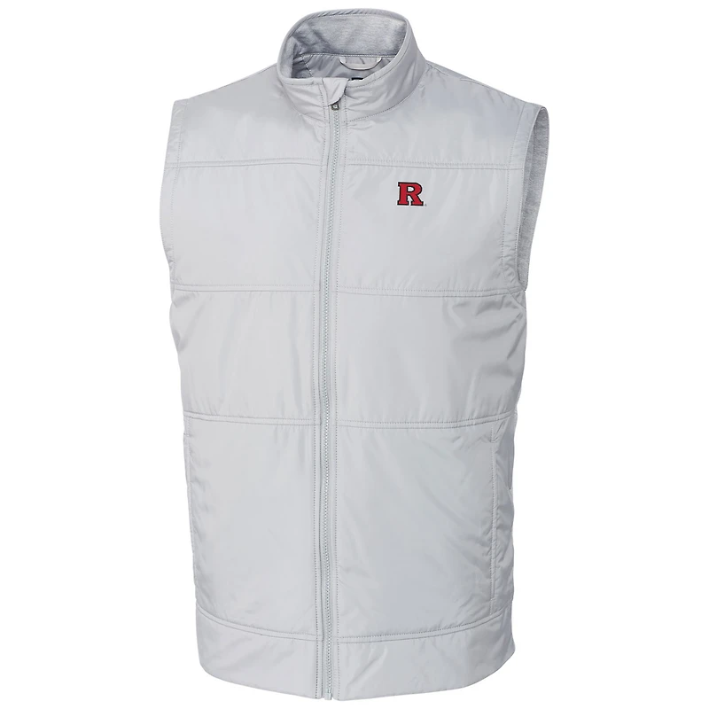 Gilet zippé intégral Stealth pour homme, argent, Cutter & Buck, Rutgers Scarlet Knights