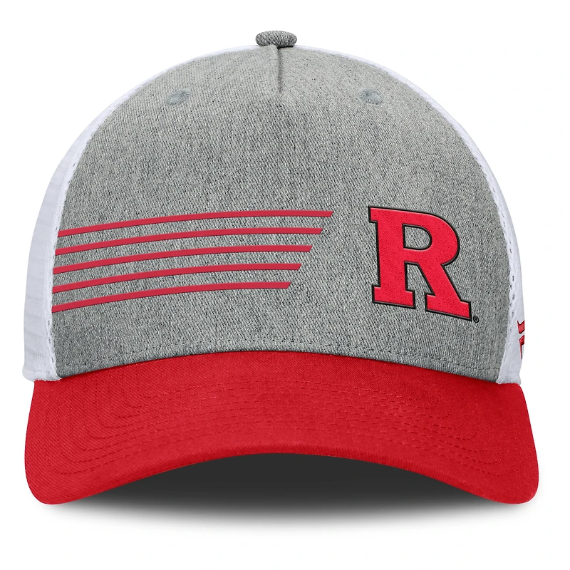 Casquette ajustable Fanatics Heather Grey/Scarlet Rutgers Scarlet Knights Profile Trucker pour hommes