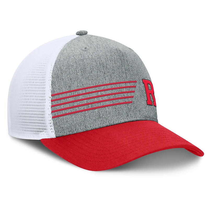 Casquette ajustable Fanatics Heather Grey/Scarlet Rutgers Scarlet Knights Profile Trucker pour hommes