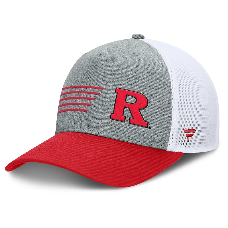 Casquette ajustable Fanatics Heather Grey/Scarlet Rutgers Scarlet Knights Profile Trucker pour hommes