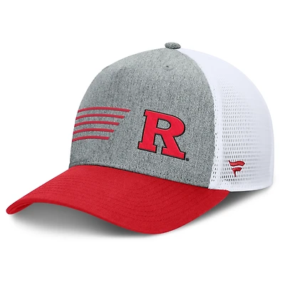 Casquette ajustable Fanatics Heather Grey/Scarlet Rutgers Scarlet Knights Profile Trucker pour hommes