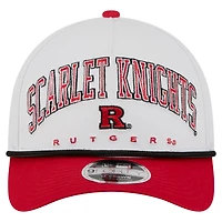 Men's New Era White/Scarlet Rutgers Scarlet Knights Arch Two-Tone Rope 9FORTY A-Frame M-Crown Adjustable Hat