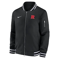 Veste aviateur zippée décontractée Nike noire Rutgers Scarlet Knights Sideline pour homme