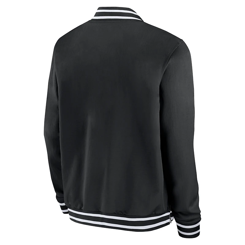 Veste aviateur zippée décontractée Nike noire Rutgers Scarlet Knights Sideline pour homme
