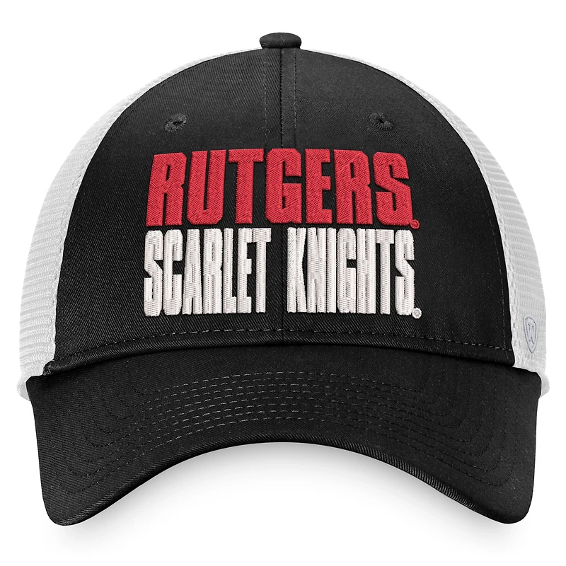 Men's Top of the World Black/White Rutgers Scarlet Knights Stockpile Trucker Snapback Hat