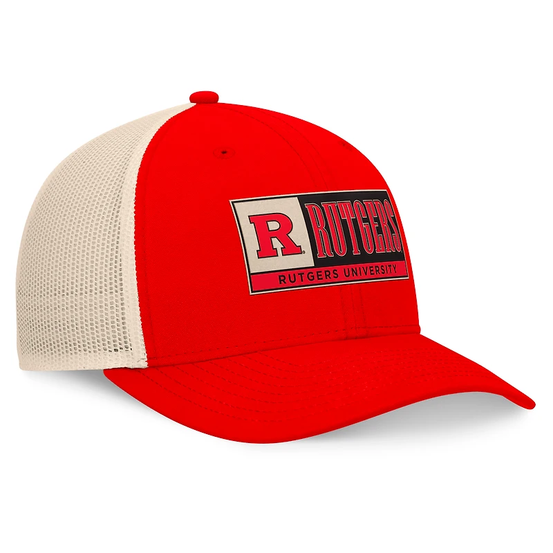 Casquette ajustable pour homme Top of the World Scarlet/Natural Rutgers Scarlet Knights Bennett Trucker
