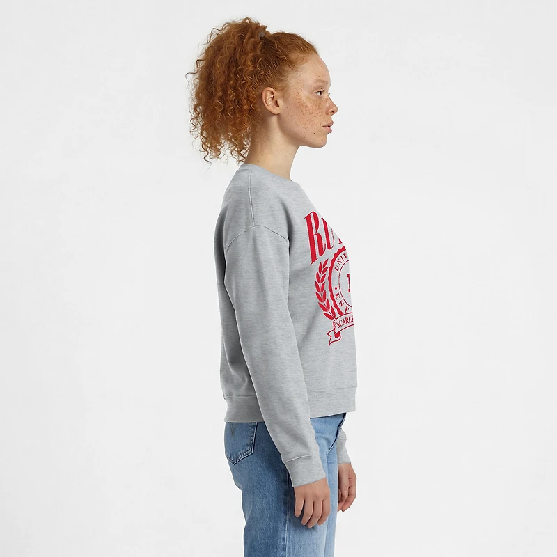 Women's Champion Heather Gray Rutgers Scarlet Knights Academic Crest Powerblend Crewneck Sweatshirt