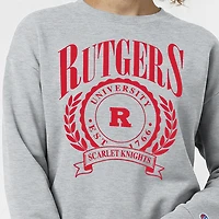 Women's Champion  Heather Gray Rutgers Scarlet Knights Academic Crest Powerblend Crewneck Sweatshirt