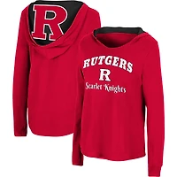 Women's Colosseum Scarlet Rutgers Knights Catalina Hoodie Long Sleeve T-Shirt