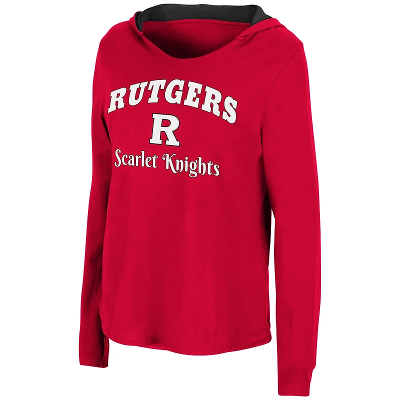 Women's Colosseum Scarlet Rutgers Knights Catalina Hoodie Long Sleeve T-Shirt