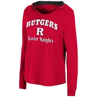 Women's Colosseum Scarlet Rutgers Knights Catalina Hoodie Long Sleeve T-Shirt