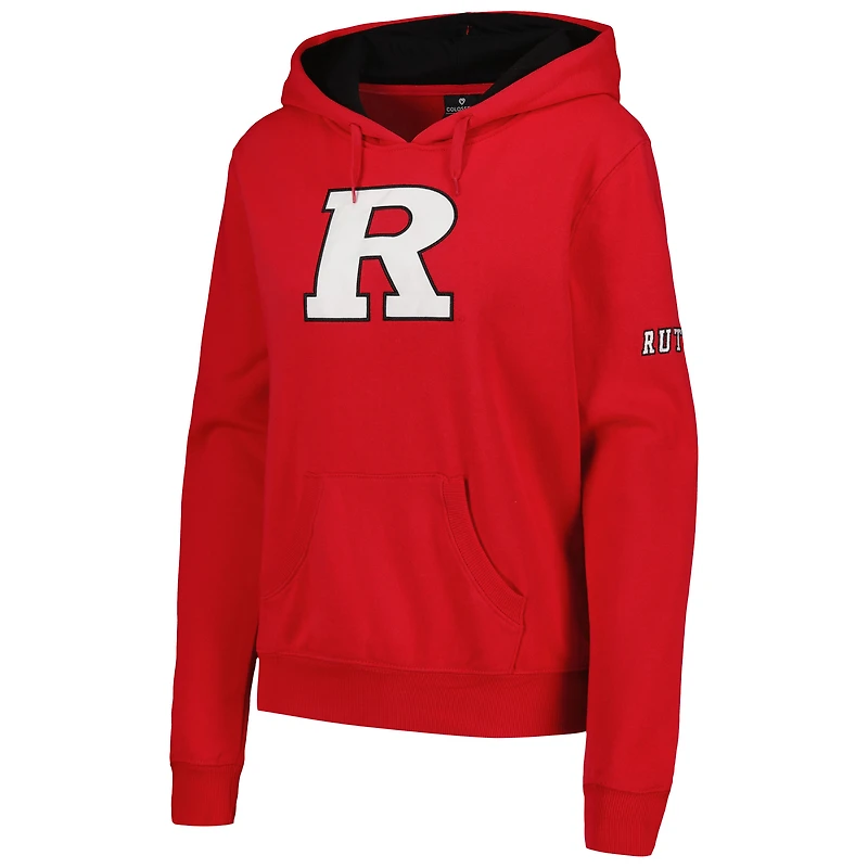 Women's Scarlet Rutgers Knights Team Big Logo Pullover Hoodie