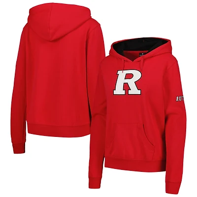 Women's Scarlet Rutgers Knights Team Big Logo Pullover Hoodie