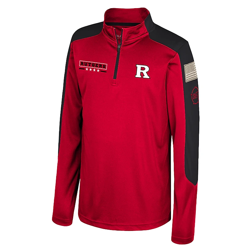 Youth Colosseum  Scarlet Rutgers Knights OHT Military Appreciation Cyclone Quarter-Zip Windshirt