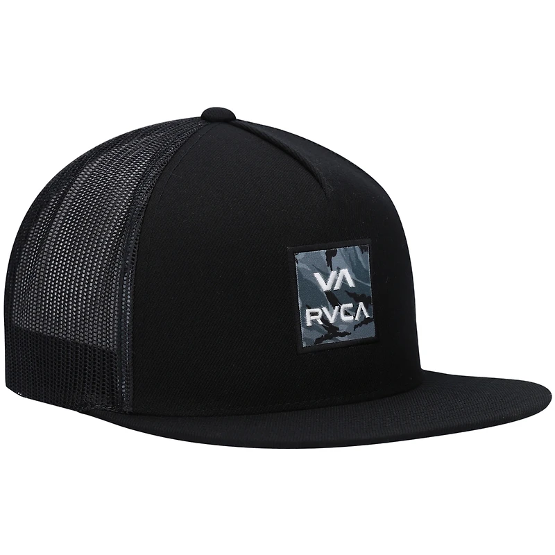 Men's RVCA Black VA ATW Print Trucker - Snapback Hat