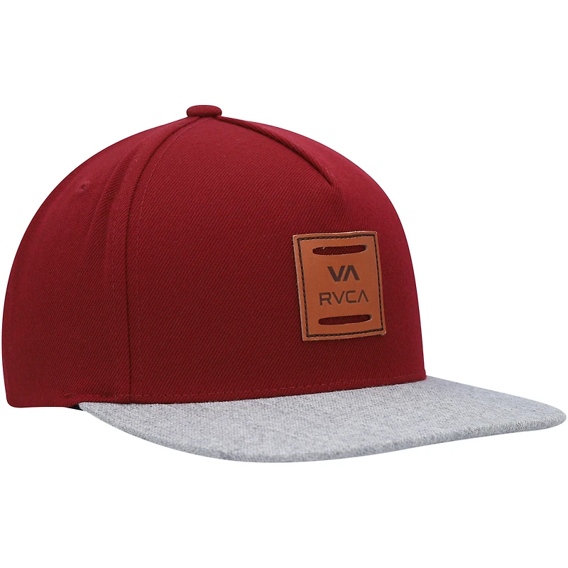 Casquette RVCA All The Way Snapback bordeaux/gris pour hommes
