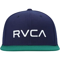 Casquette RVCA Navy/Green Logo Twill II Snapback pour homme