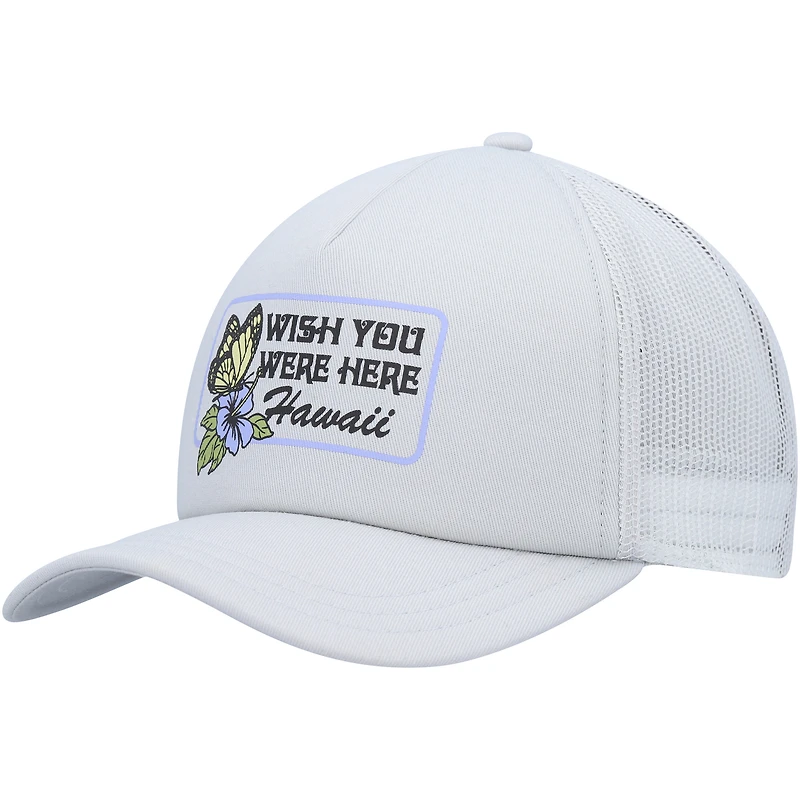 Casquette Snapback de camionneur en mousse RVCA gris Wish You Were Here pour femmes