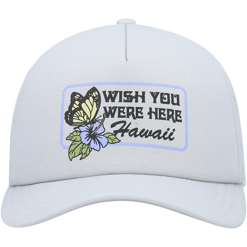 Casquette Snapback de camionneur en mousse RVCA gris Wish You Were Here pour femmes