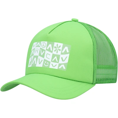 Women's RVCA Green Checker Trucker Snapback Hat