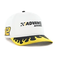 Casquette ajustable Ryan Blaney Flame Hitch blanche et or pour homme, modèle 47