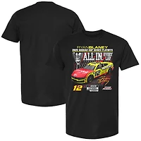 T-shirt noir à damier pour homme Ryan Blaney, éliminatoires de la NASCAR Cup Series 2025