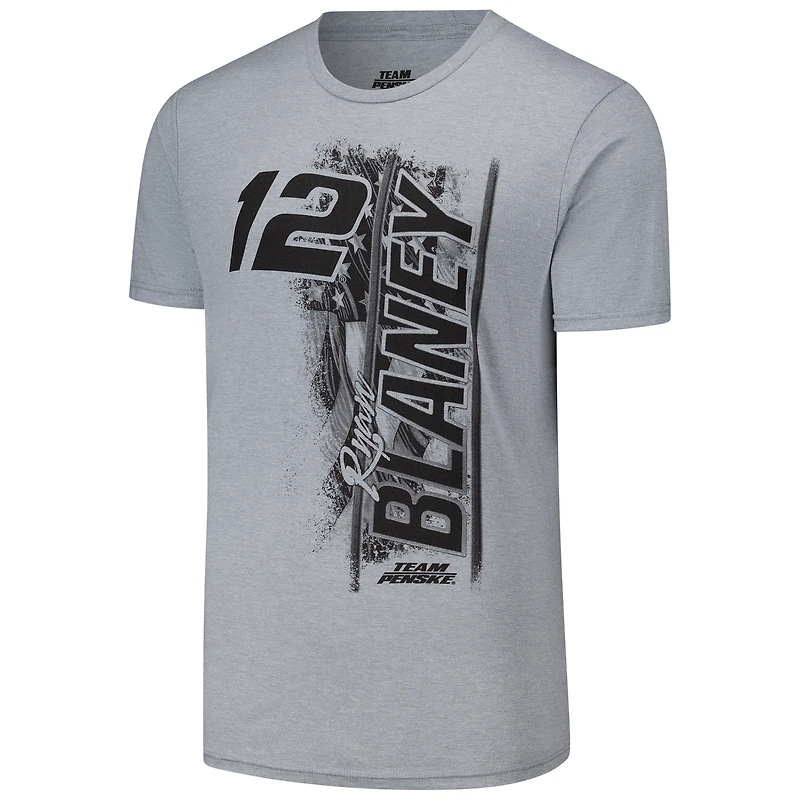 Men's Classic Ink Heather Gray Ryan Blaney Flag Tri-Blend T-Shirt
