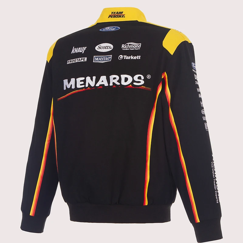 Men's JH Design Black Ryan Blaney 2026 Menards Full-Snap Twill Racing Jacket