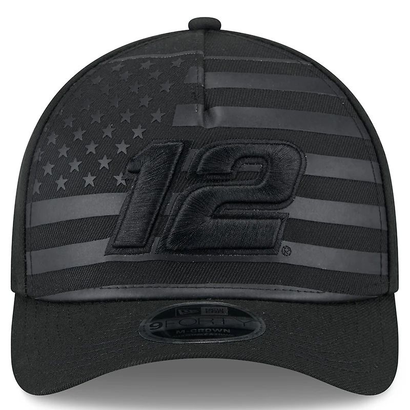 Casquette ajustable New Era noire Ryan Blaney American Flag 9FORTY M-Crown A-Frame pour homme