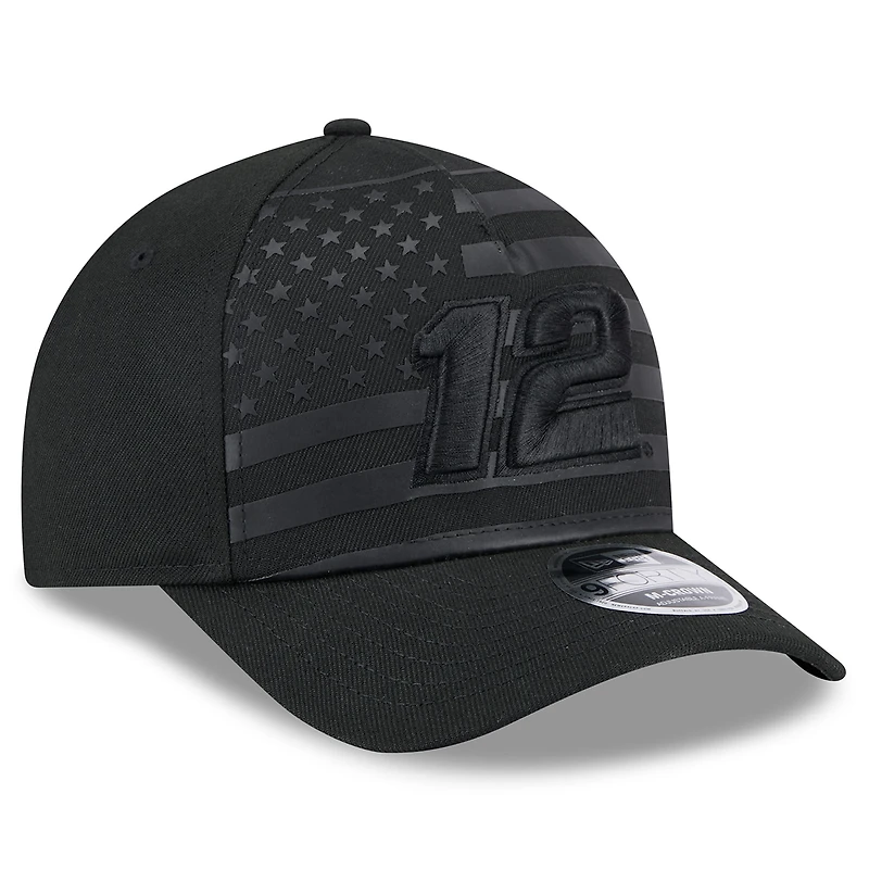 Men's New Era Black Ryan Blaney American Flag 9FORTY M-Crown A-Frame Adjustable Hat