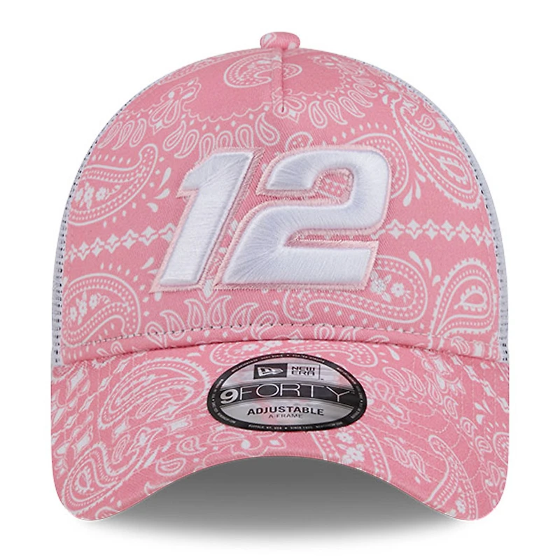 Men's New Era  Pink Ryan Blaney 9FORTY A-Frame Trucker Paisley Adjustable Hat