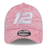 Men's New Era  Pink Ryan Blaney 9FORTY A-Frame Trucker Paisley Adjustable Hat