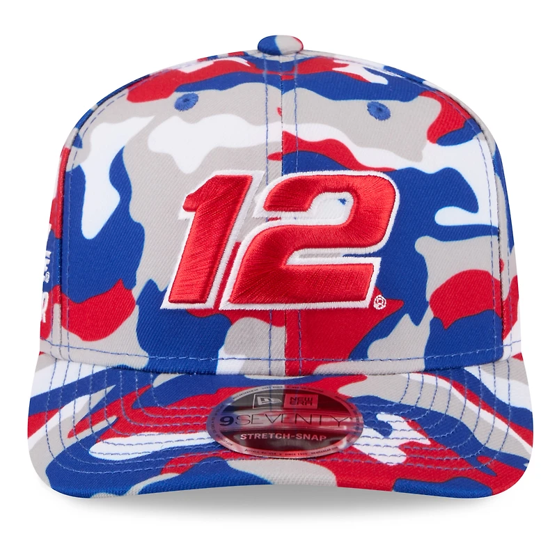 Men's New Era White Ryan Blaney Patriotic Camo 9SEVENTY Stretch-Snap Hat