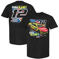 T-shirt patriotique de l'équipe Penske pour hommes, noir, avec l'emblème la voiture Ryan Blaney Menards