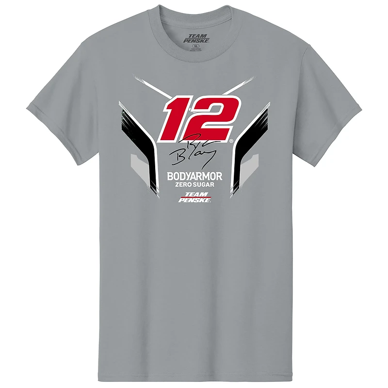 T-shirt gris pour homme de l'équipe Penske, armure corporelle Ryan Blaney