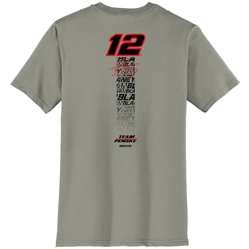T-shirt de style vie gris l'équipe Penske pour hommes Ryan Blaney
