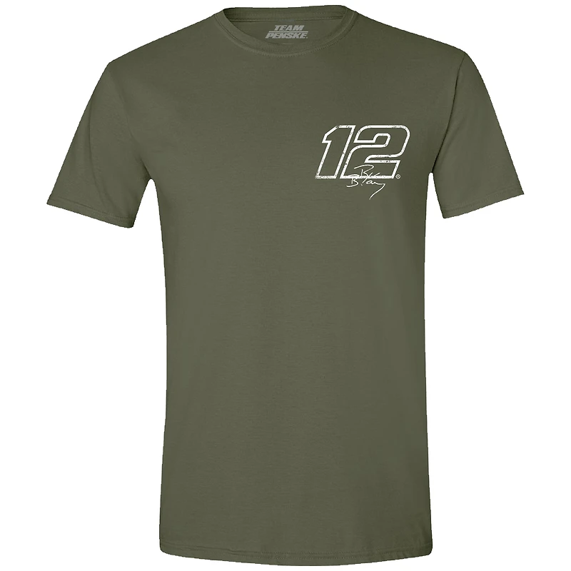 Men's Team Penske Green Ryan Blaney Flag T-Shirt