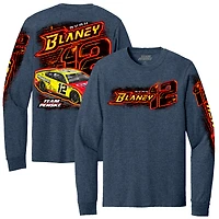 T-shirt à manches longues pour homme de l'équipe Penske Heather Navy Ryan Blaney Menards Cardell #12 Car