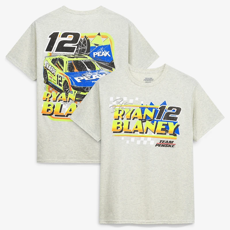 Men's Team Penske  Heather Oatmeal Ryan Blaney #12 Peak T-Shirt
